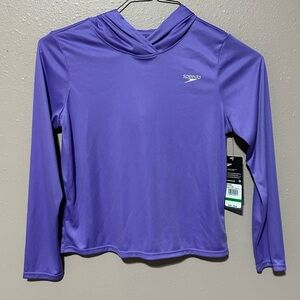 SPEEDO UPF 50+ Girls' Block The Burn Long Sleeve Purple Color Swim Shirt  L